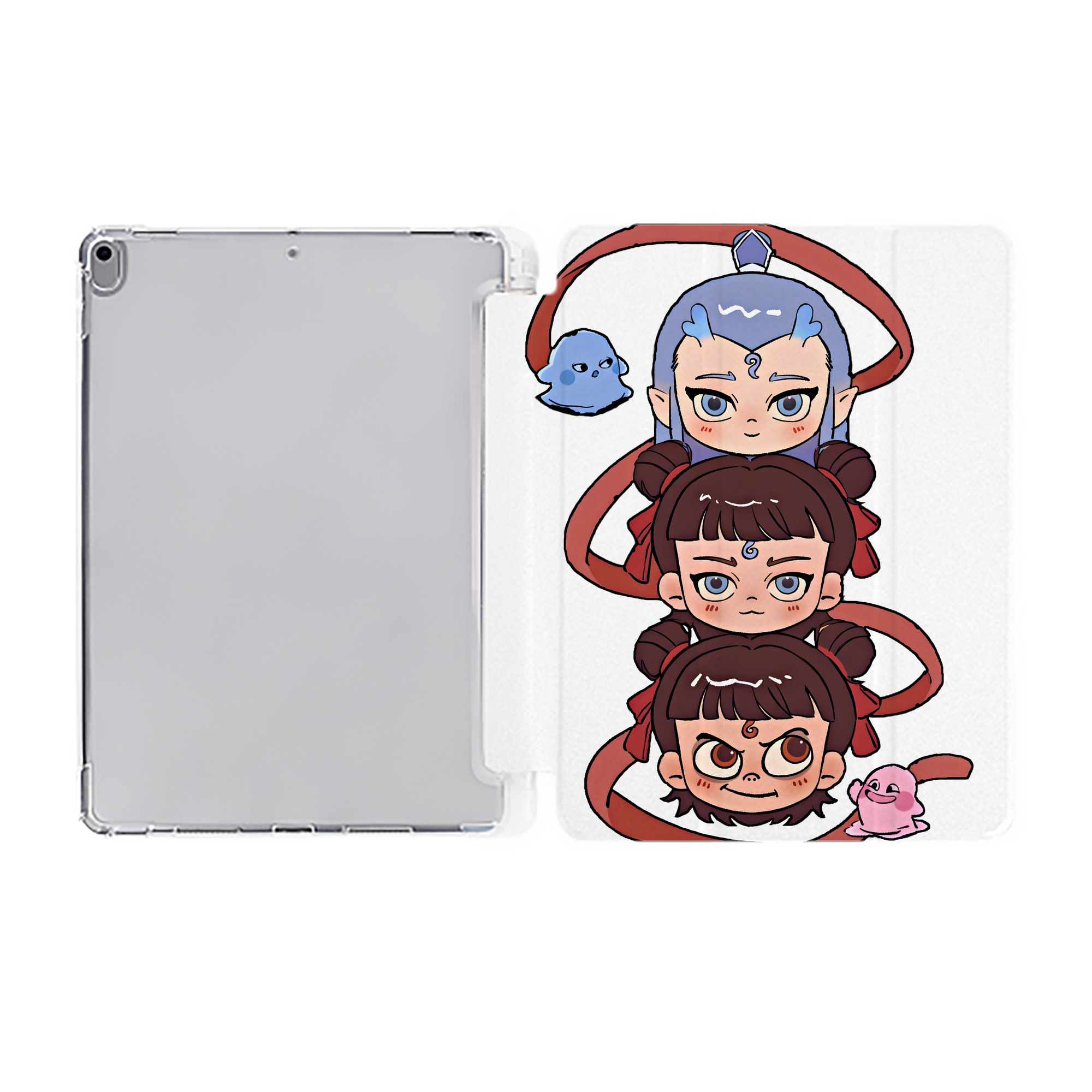 （画像用） Ne Zha 2 ナタ 魔童の大暴れ IPad ケース ペン収納付き 三つ折りスタンド PUレザー×シリコン 対応機種9.5/10.5/10.9インチ